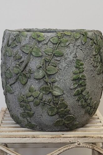 Embossed Leafy Green Pot